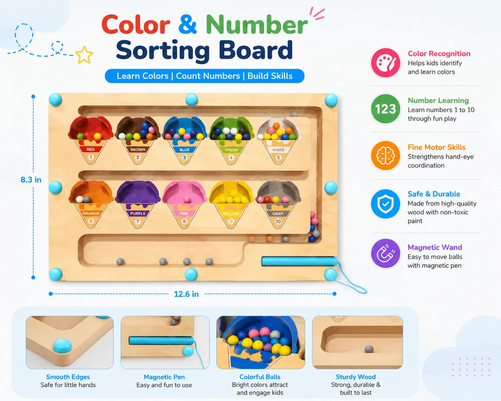 Montessori Magnetic Ice Cream Color &amp; Counting Maze