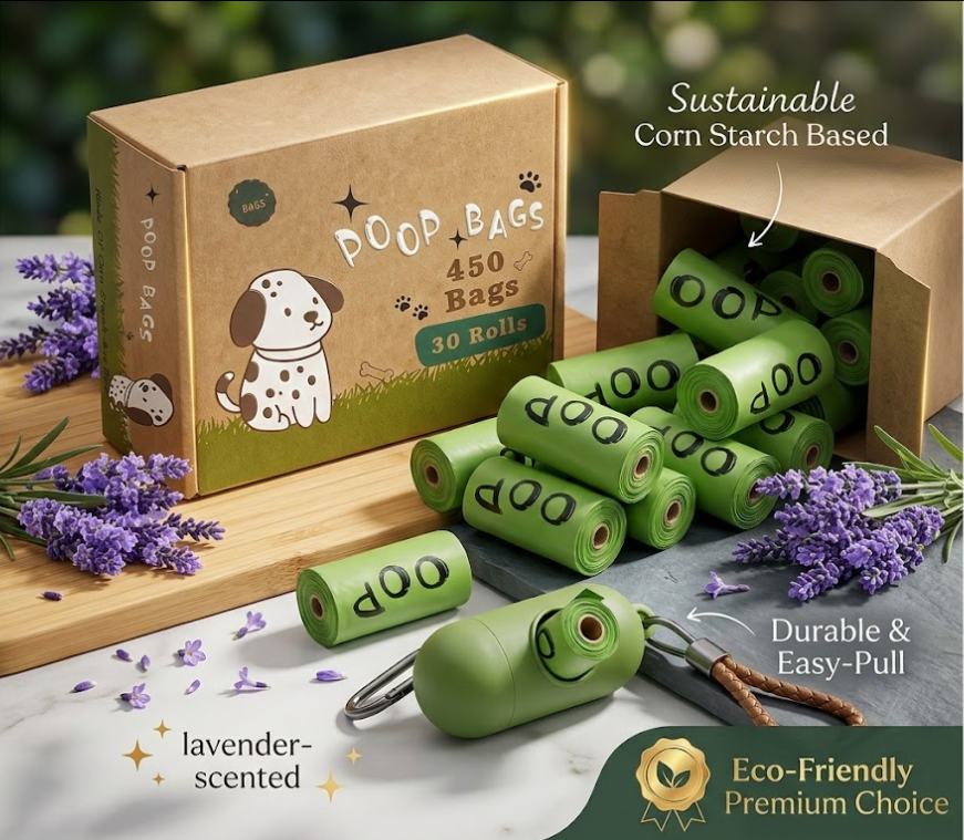 Premium Eco-Friendly Lavender-Scented Pet Waste Bags
